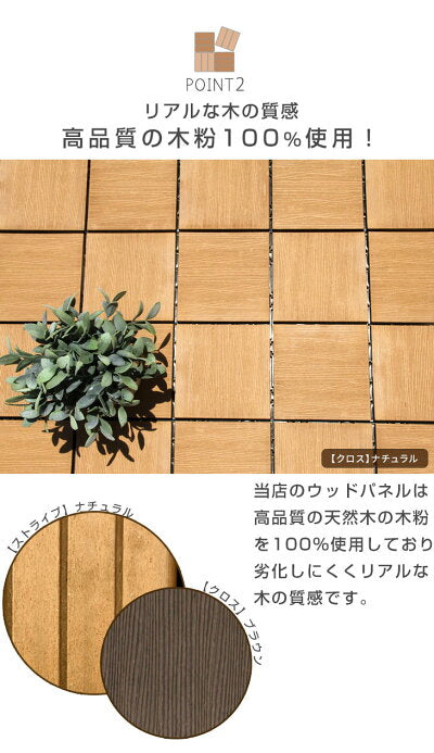 ［54枚セット］ 高耐久 ジョイント式 人工芝＆ウッドタイル 4.8平米用 芝丈25mm 43万本/㎡  30×30cm diy ガーデン〔42300091〕