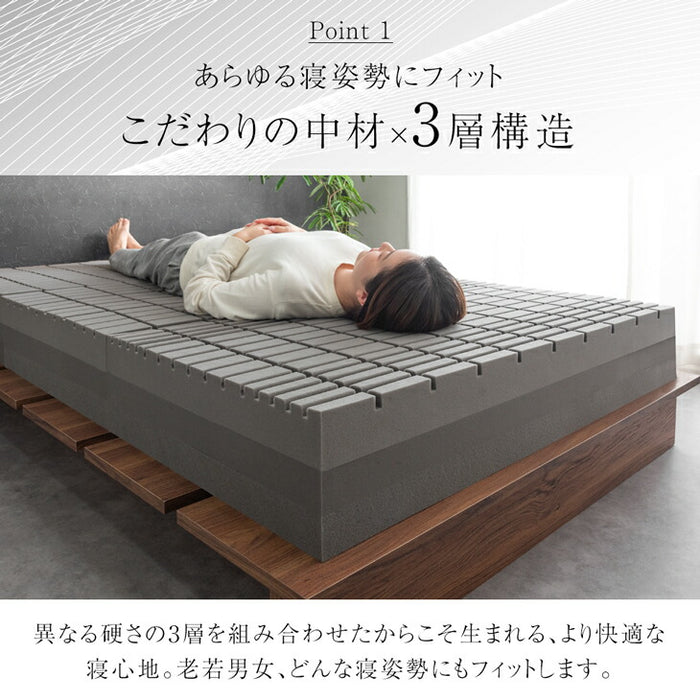 [セミダブル] 3層×3ゾーン 寝心地フルカスタム プレミアム 純高反発マットレス 3つ折り 極厚 20cm 3層構造 〔43300149〕