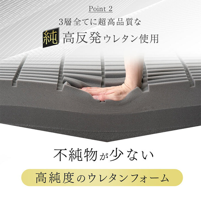 [セミダブル] 3層×3ゾーン 寝心地フルカスタム プレミアム 純高反発マットレス 3つ折り 極厚 20cm 3層構造 〔43300149〕
