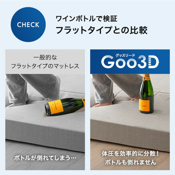 ［キング］ワンランク上の 高反発 Goo3D《グッスリード》マットレス 三つ折り 10cm 3ゾーン 体圧分散 高反発マットレス 三つ折りマットレス 硬め 折りたたみ〔43300159〕