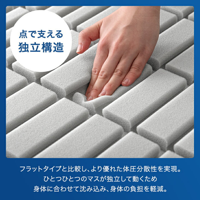 ［セミシングル 幅80cm］ワンランク上の 高反発 Goo3D《グッスリード》マットレス 三つ折り 10cm 3ゾーン 体圧分散 高反発マットレス 三つ折りマットレス 硬め 折りたたみ〔43300154〕