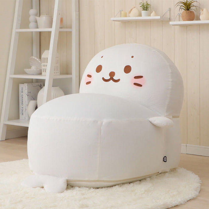 1人掛け しろたんビーズソファ 日本製 ビーズクッション〔44180004〕