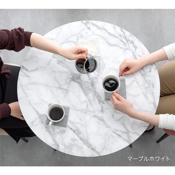 2人掛け ダイニング丸テーブル 幅70cm 単品 コンパクト 大理石調 カフェテーブル〔45400105〕