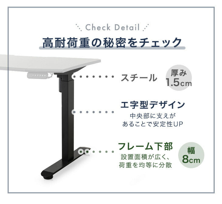 ［幅140］電動昇降デスク 耐荷重120kg メモリー機能 スピード昇降 机 PCデスク オフィスデスク 高さ調節〔45400126〕