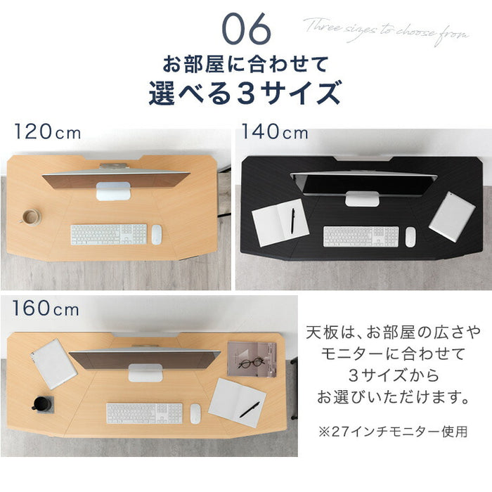 ［幅120］電動昇降デスク 耐荷重120kg メモリー機能 スピード昇降 机 PCデスク オフィスデスク 高さ調節〔45400125〕