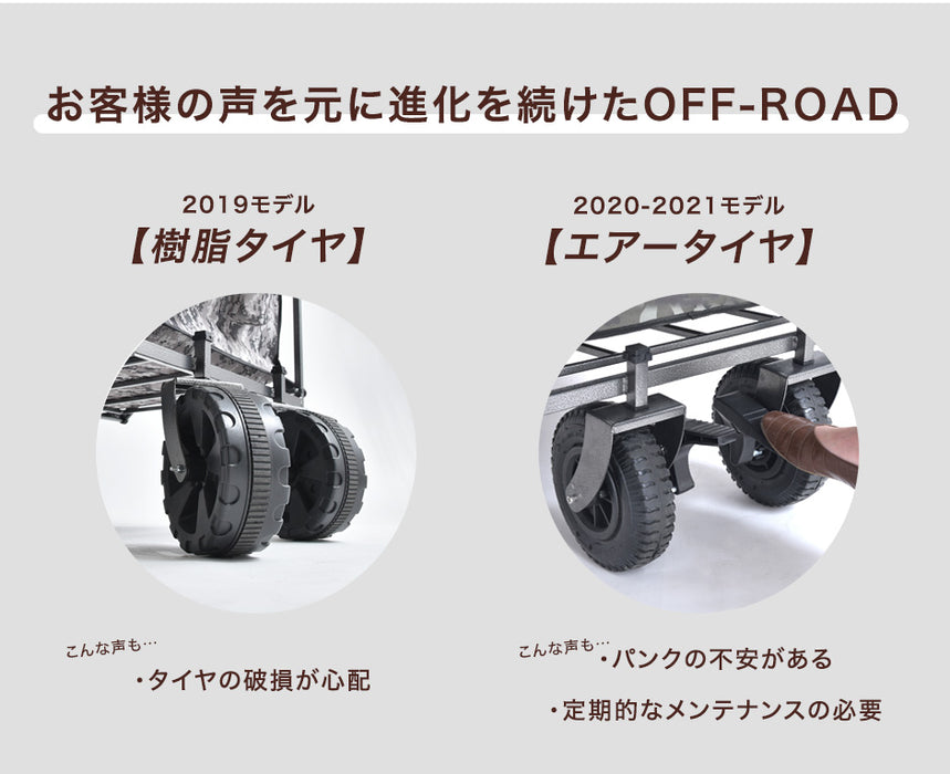 ［200L］キャリーカート ノーパンクタイヤ 折りたたみ ストッパー付き 耐荷重150kg アウトドアワゴン〔45600002〕