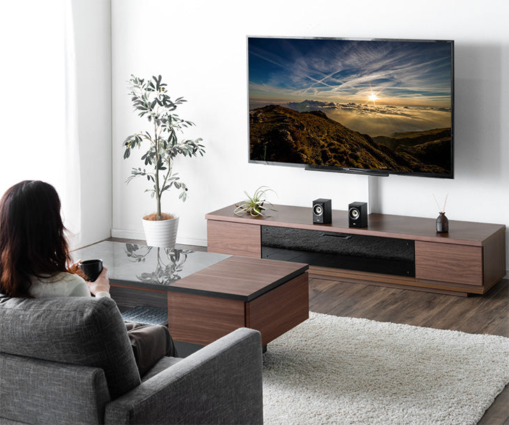 [32〜65インチ対応] “置かない”テレビ台 壁寄せテレビスタンド 日本製 完成品 上下/左右首振り【超大型商品】〔48100021〕