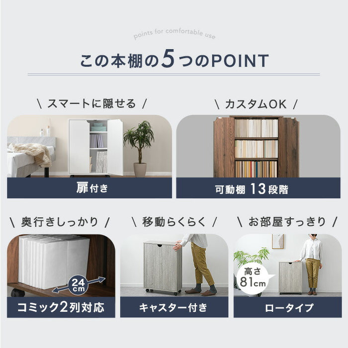 収納棚 キャビネット 扉 キャスター付き 木製 ロータイプ サイドボード 北欧〔49600338〕