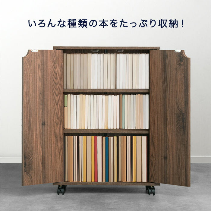 収納棚 キャビネット 扉 キャスター付き 木製 ロータイプ サイドボード 北欧〔49600338〕