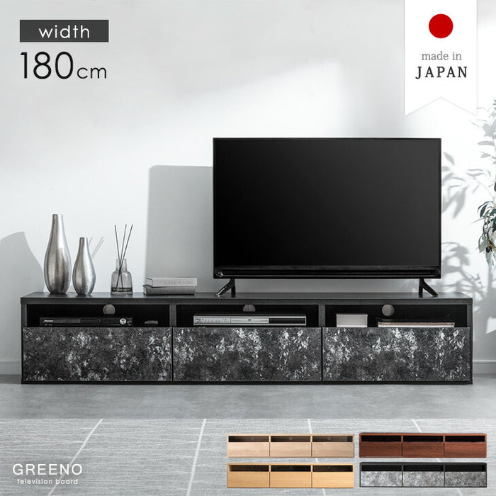 ［幅180cm］テレビ台 日本製 収納 完成品 ロータイプ モルタル調 テレビラック 木製【超大型商品】〔51300002〕