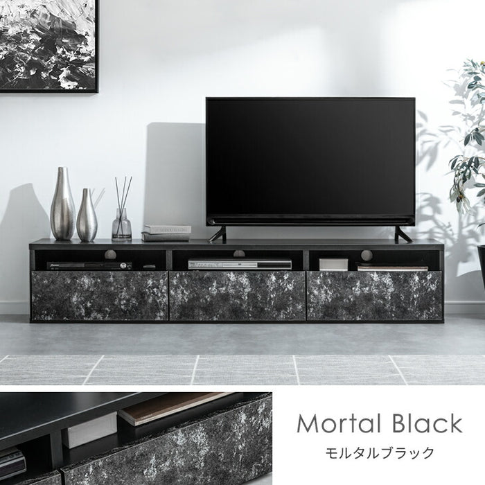 ［幅180cm］テレビ台 日本製 収納 完成品 ロータイプ モルタル調 テレビラック 木製【超大型商品】〔51300002〕