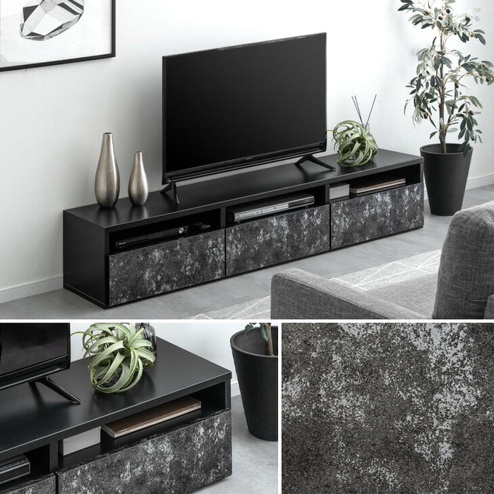 ［幅180cm］テレビ台 日本製 収納 完成品 ロータイプ モルタル調 テレビラック 木製【超大型商品】〔51300002〕