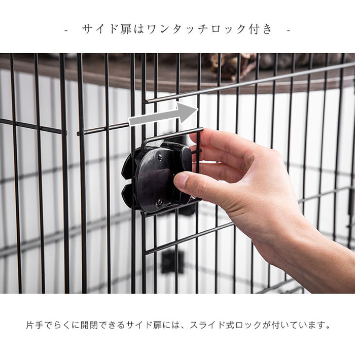 キャットケージ クリアボウル付 2段 幅69センチ ハンモック フードボウル ステップ台 キャスター付〔52800014〕
