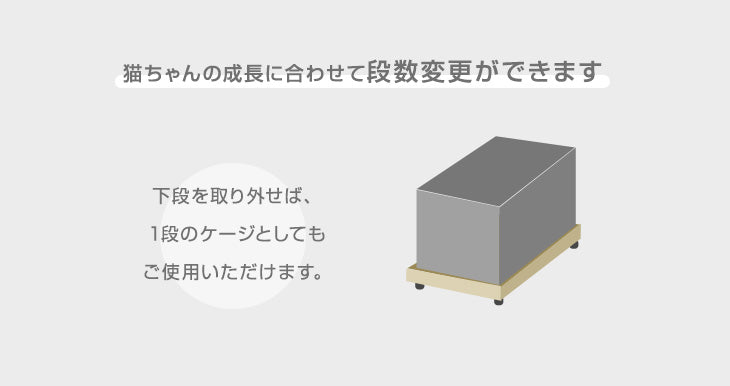 キャットケージ クリアボウル付 2段 幅69センチ ハンモック フードボウル ステップ台 キャスター付〔52800014〕