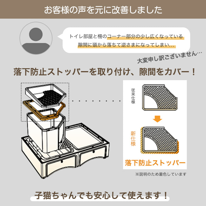 砂が飛ばニャい!? トイレ一体型 キャットケージ 2段 ハンモック スコップ 付き 猫用 大型〔52800016〕
