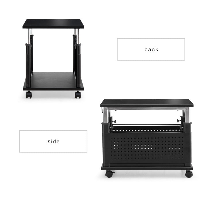 置くだけL字デスク化！ 昇降式サイドワゴン ロータイプ 昇降式49.5～73cm PCラック 〔56800052〕