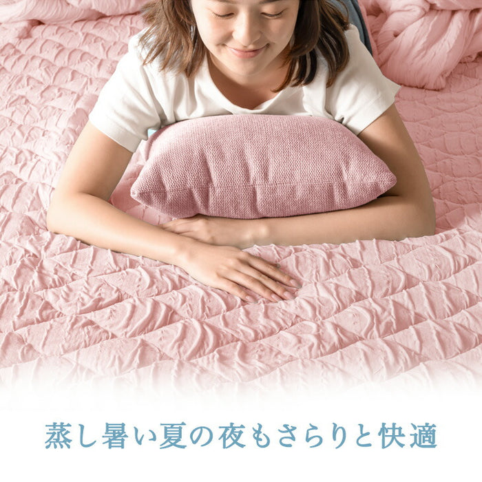 ［セミダブル］ひんやりくしゅっと 敷パッド 洗える レーヨン 熱中症対策 敷きパッド〔58700151〕