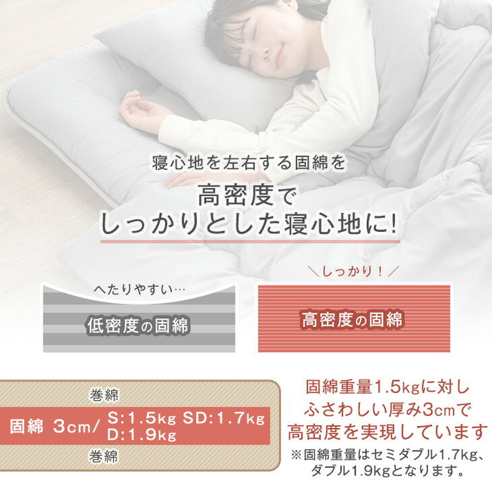≪累計90万セット突破≫[ダブル]  布団5点セット 高密度固綿入り 防臭 防カビ 底つき感軽減 ほこりが出にくい〔61140239〕
