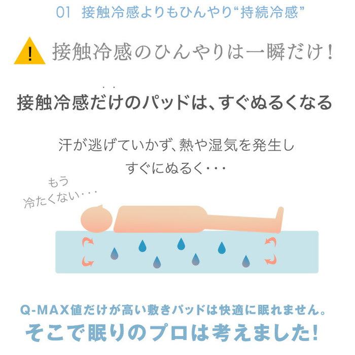［ダブル］持続冷感 敷きパッド 今旬くすみカラー リバーシブル 洗える 接触冷感 防臭 ひんやりマット 敷きパット 夏用 冷感パッド 冷感敷きパッド ベッドパッド〔61140624〕
