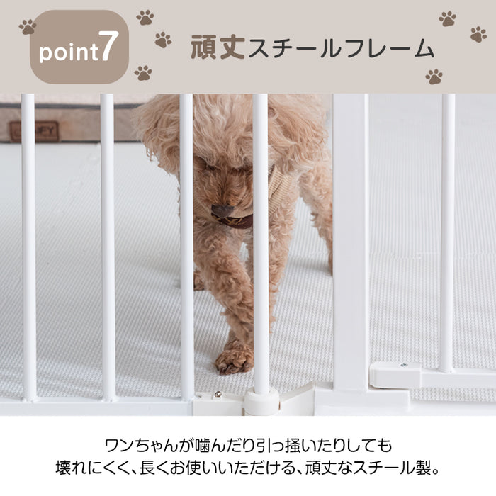 ［6枚］ ペットサークル バリアフリー 151×76cm  完成品 段差が小さい ドア付き 組み換えOK〔64900010〕