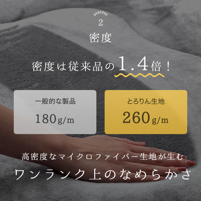 [130×185] 超極厚60mm とろりんラグ 1.5畳 とろけるような肌触り 極細マイクロファイバー ホットカーペット対応〔65010008〕