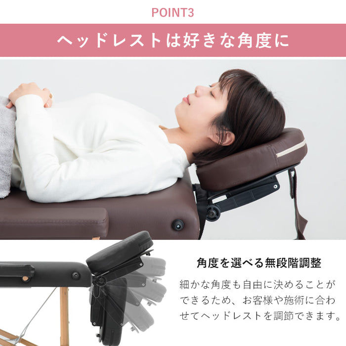 リクライニング機能付 マッサージベッド 折り畳み 収納 マッサージ用 高さ調節 エステベッド〔65190014〕