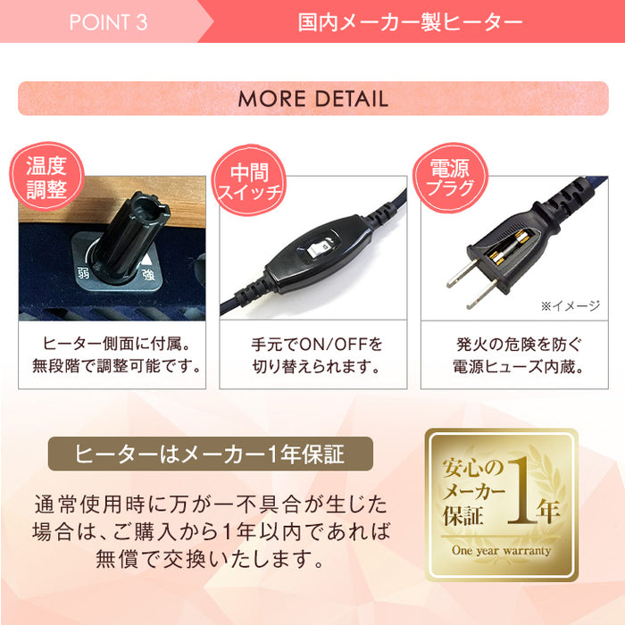 ［2点セット］こたつ テーブル 掛布団付き 正方形 300W 石英管ヒーター 木目調 省スペース〔68140011〕