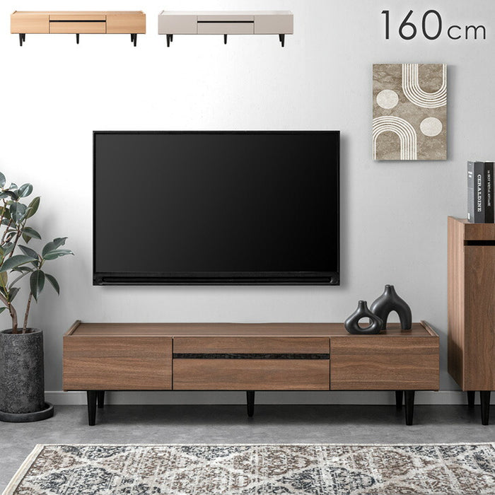 ［幅160cm］テレビ台 完成品 木目調 傷に強いメラミン天板 脚付き TV台 ローボード【超大型商品】〔71050008a〕