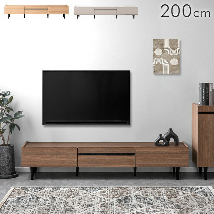 ［幅200cm］テレビ台  完成品 テレビボード 50型 ストーン調 TV台 ローボード【超大型商品】〔71050010a〕