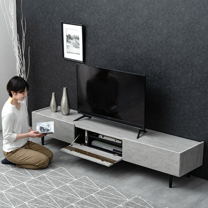 ［幅200cm］テレビ台  完成品 テレビボード 50型 ストーン調 TV台 ローボード【超大型商品】〔71050010〕
