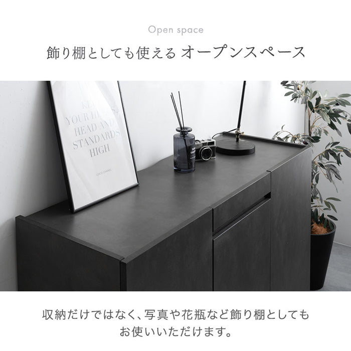 ［幅120cm］ストーン調 サイドボード 完成品 キャビネット 脚付き サイドチェスト 収納 飾り棚 木製【超大型商品】〔71050015〕