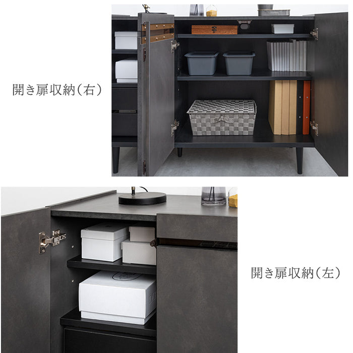 ［幅120cm］ストーン調 サイドボード 完成品 キャビネット 脚付き サイドチェスト 収納 飾り棚 木製【超大型商品】〔71050015〕