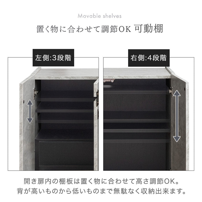 ［幅120cm］ストーン調 サイドボード 完成品 キャビネット 脚付き サイドチェスト 収納 飾り棚 木製【超大型商品】〔71050015〕