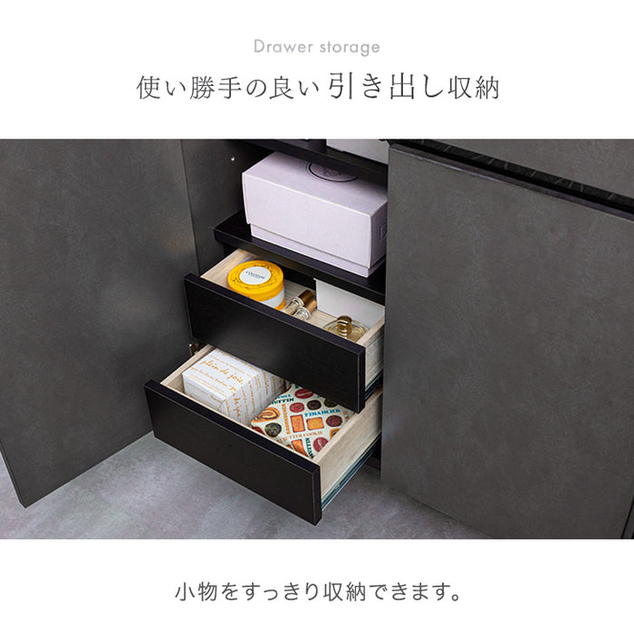 ［幅120cm］ストーン調 サイドボード 完成品 キャビネット 脚付き サイドチェスト 収納 飾り棚 木製【超大型商品】〔71050015〕