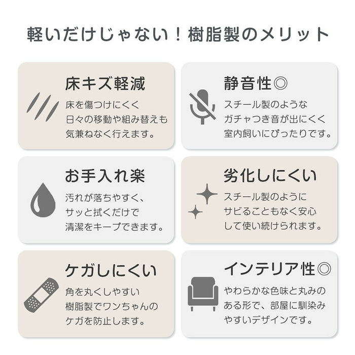 ［10枚］ペットサークル 組替自在 2ドア 扉付き 滑り止め 正方形〔72500012〕