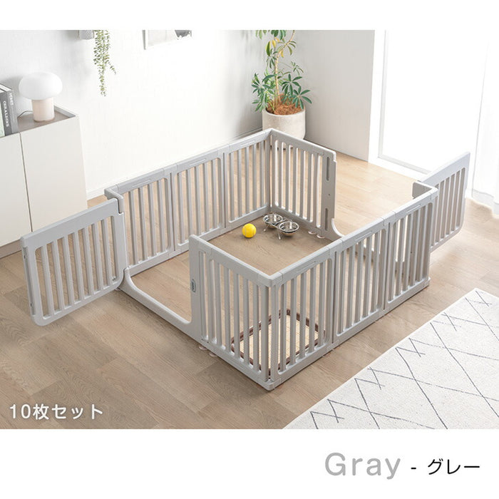 ［10枚］ペットサークル 組替自在 2ドア 扉付き 滑り止め 正方形〔72500012〕