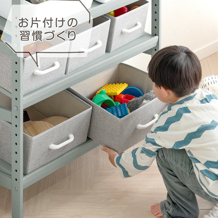 ［幅80］現役ママが考えた キッズラック 収納ラック付き 高さ20段階調整 角度3段階 スチールタイプ 子供部屋 おもちゃ収納 ラック〔72600076〕