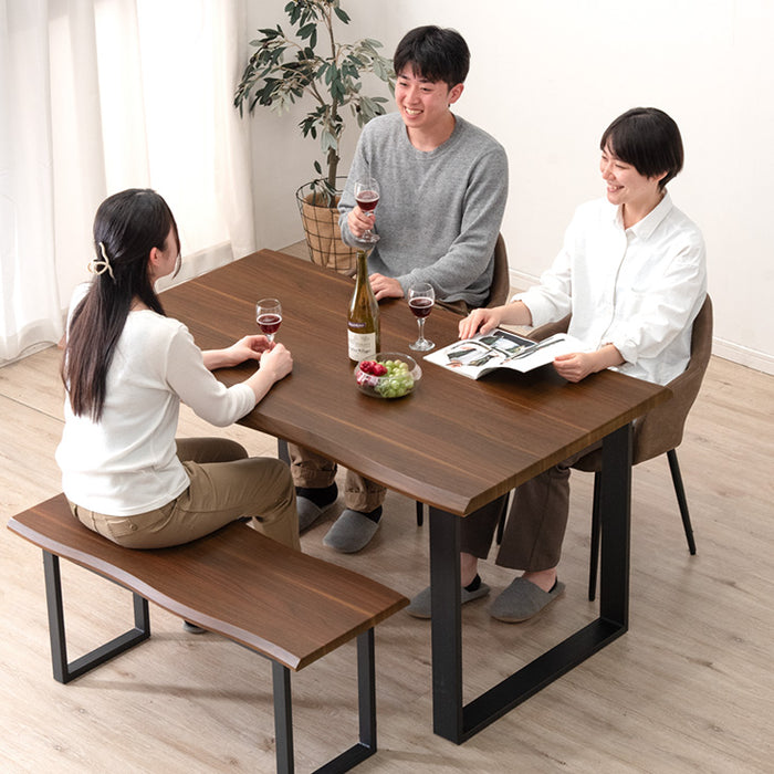 ［幅140］4人掛け ダイニングテーブル4点セット ベンチ  長方形 レザー調【超大型商品】〔72610018〕