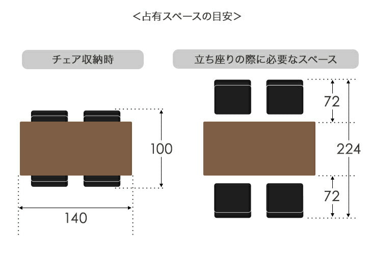 ［幅140］天然木 ダイニングセット 5点 お掃除ロボット対応 耳付き天板 北欧【超大型商品】〔99908255〕