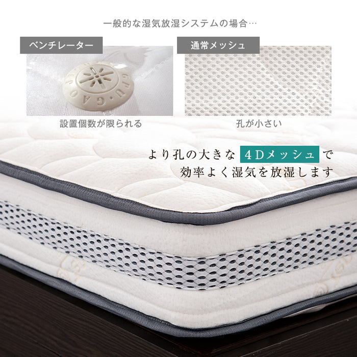 [シングル] 収納ベッド 高密度ポケットコイル マットレス付き マホスタンド＆USB・コンセント付き 4Dメッシュ ポケットコイル〔73400040〕