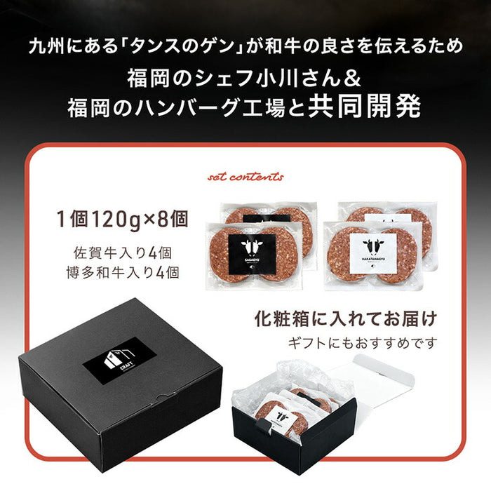 国産 ハンバーグ 佐賀牛 博多和牛 入り 120g 8個セット CRAFT 冷凍 無添加 お中元 暑中見舞い プレゼント ギフト〔7401052101〕
