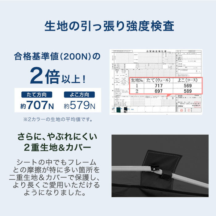 ［3m×3m］完全遮光 タープテント ワンタッチ 耐水 収納バッグ ベンチレーション スチールフレーム〔74100125〕