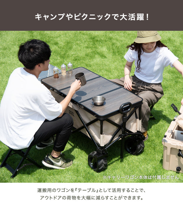 置くだけでワゴンがテーブルに！ 当店100Lキャリーワゴン専用 テーブルトップ & チェア 2脚セット 【商品番号：45600000専用】〔75200040〕