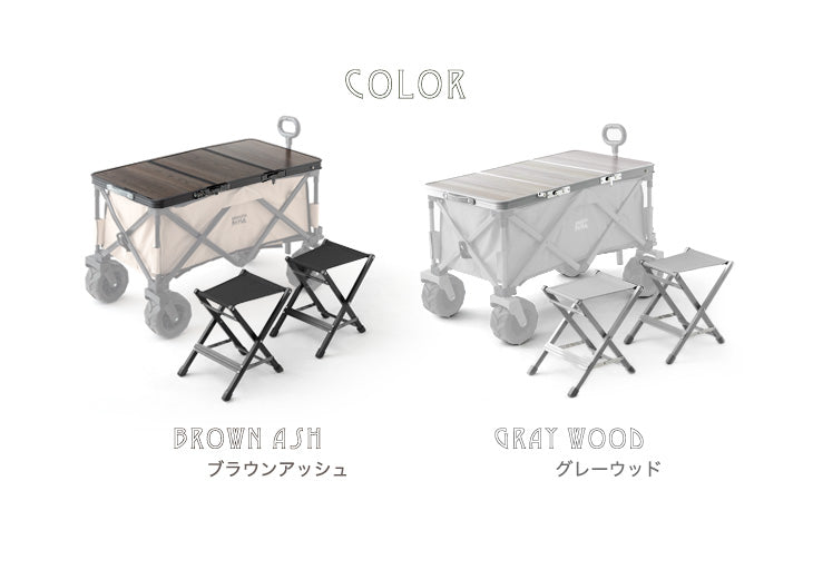 置くだけでワゴンがテーブルに！ 当店100Lキャリーワゴン専用 テーブルトップ & チェア 2脚セット 【商品番号：45600000専用】〔75200040〕