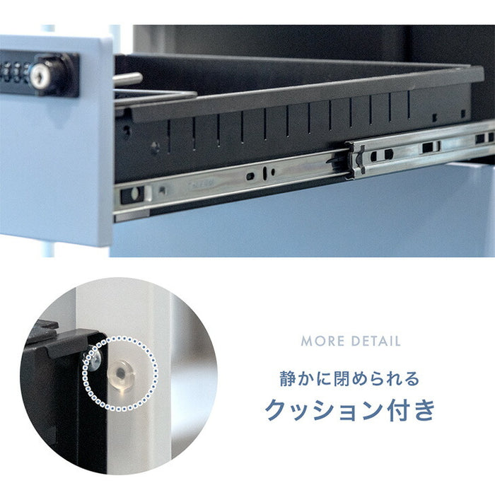 ダイヤル錠 デスクワゴン 3段 キャスター付き 完成品 鍵付き 収納 A4ファイル オールロック 大容量  引き出し スリム ペントレー スチール オフィス おしゃれ〔77400012a〕