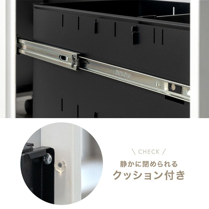 【新発売記念プライス】［法人のお客様］ デスクワゴン 3段 キャスター付き 完成品 鍵付き スリム フルオープン スライドレール A4 ファイル オフィスワゴン〔77400027〕
