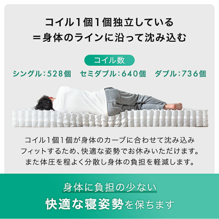［シングル］スーパーハード ポケットコイル マットレス 三つ折り 極厚25cm ニット生地〔77500129〕