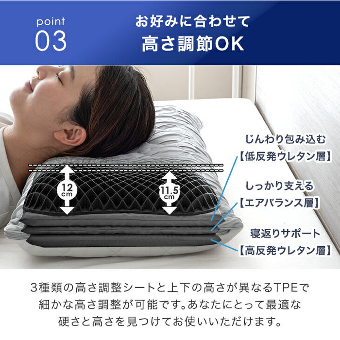 もはや、エアコン。さらひや 枕 持続冷感 洗える ウレタン 柔らかい ピロー 高さ調整〔80101155〕
