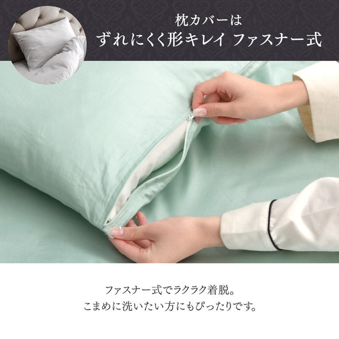 [キング] 綿100％ 洗える布団カバー 4点セット 超長綿 高密度 防ダニ 高級ホテル仕様〔81900139〕