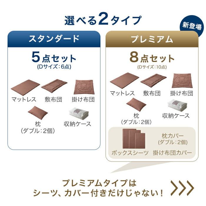 ［シングル］［プレミアムタイプ］ 全部洗える 高反発マットレス付 布団セット 8点セット 抗菌 防臭 洗濯OK 収納ケース〔81900250〕